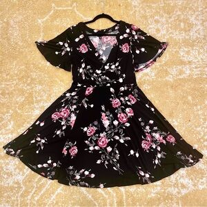 Torrid Black Dress with Pink Floral Pattern